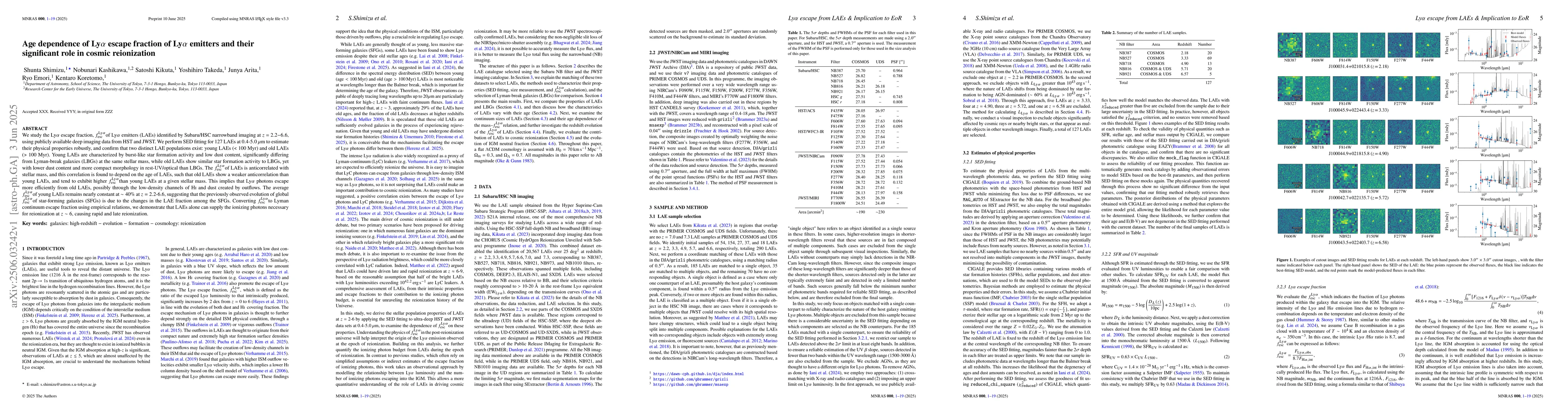 Thumbnail for Age dependence of Lyα escape fraction of Lyα emitters and
  their significant role in cosmic reionization