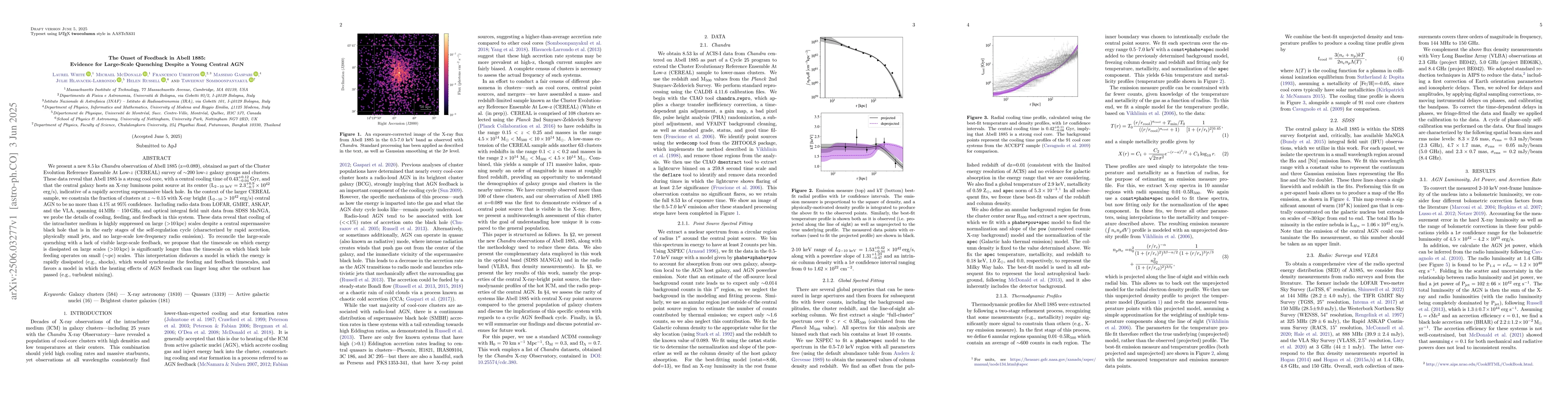 Thumbnail for The Onset of Feedback in Abell 1885: Evidence for Large-Scale Quenching
  Despite a Young Central AGN
