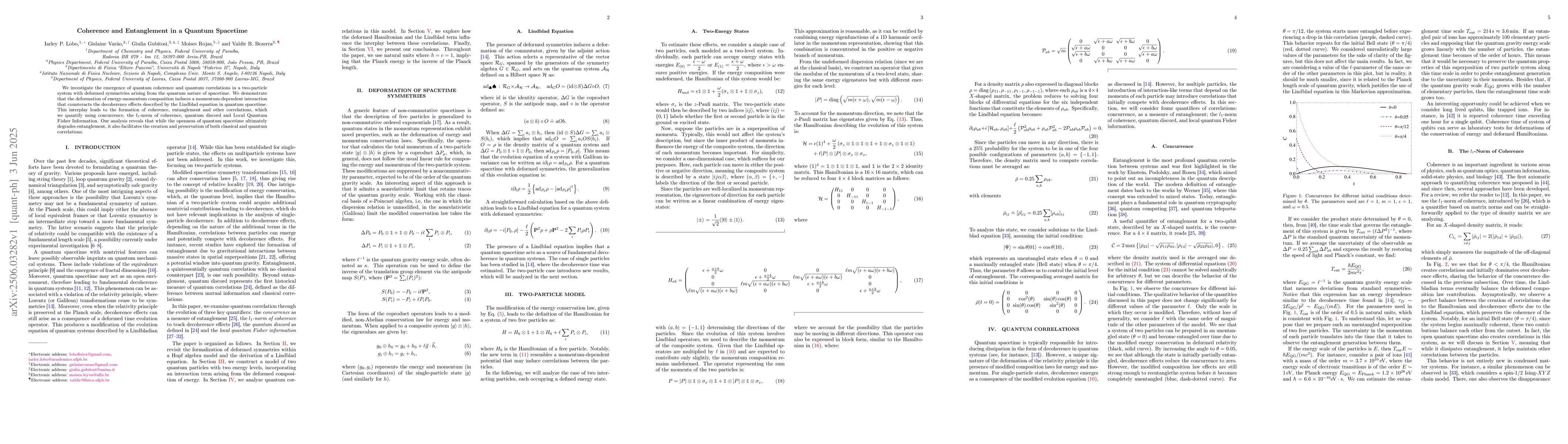 Thumbnail for Coherence and Entanglement in a Quantum Spacetime