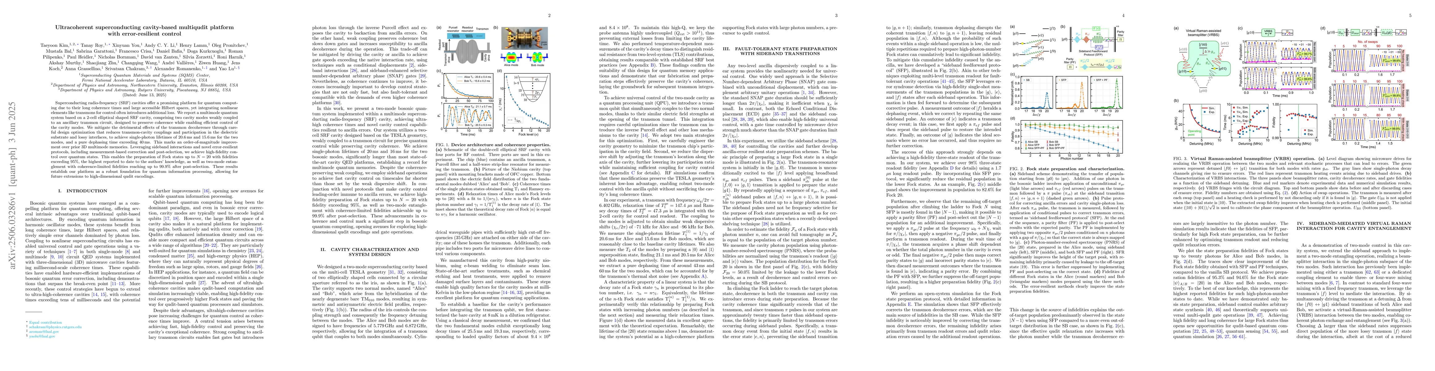 Thumbnail for Ultracoherent superconducting cavity-based multiqudit platform with
  error-resilient control