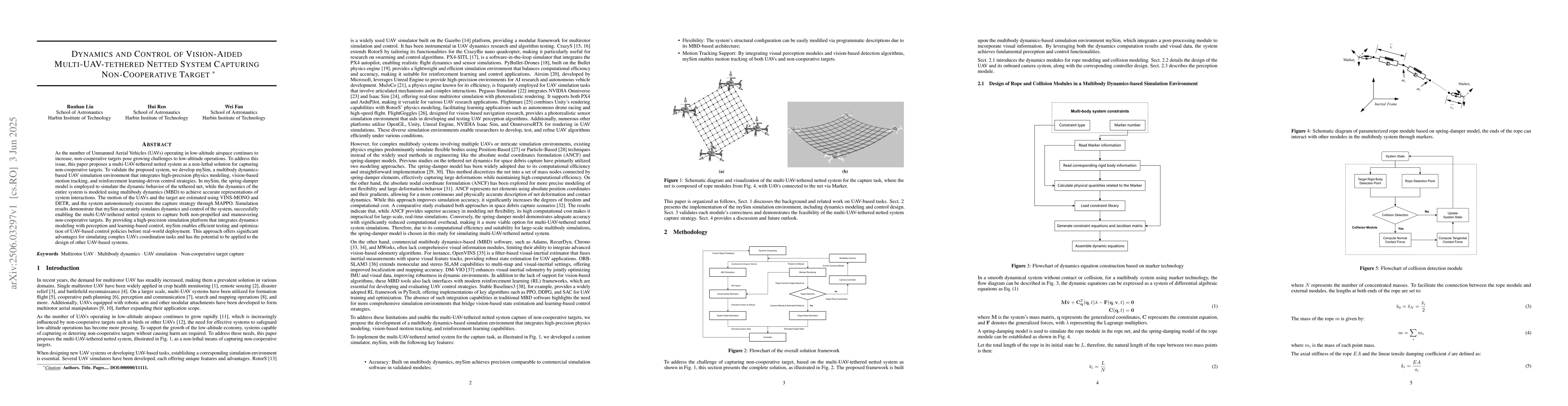 Thumbnail for Dynamics and Control of Vision-Aided Multi-UAV-tethered Netted System
  Capturing Non-Cooperative Target