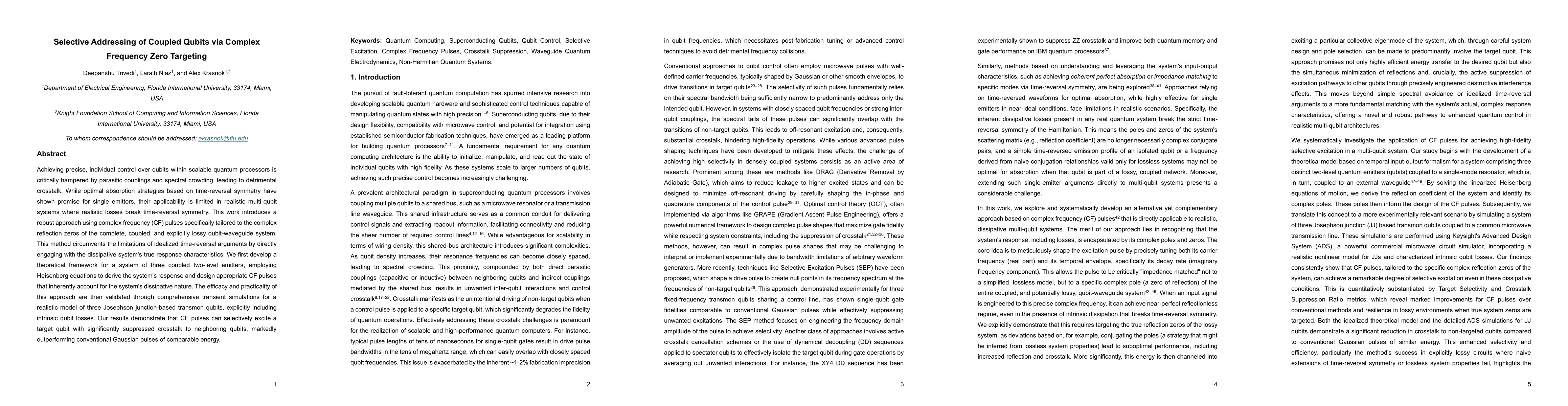 Thumbnail for Selective Addressing of Coupled Qubits via Complex Frequency Zero
  Targeting