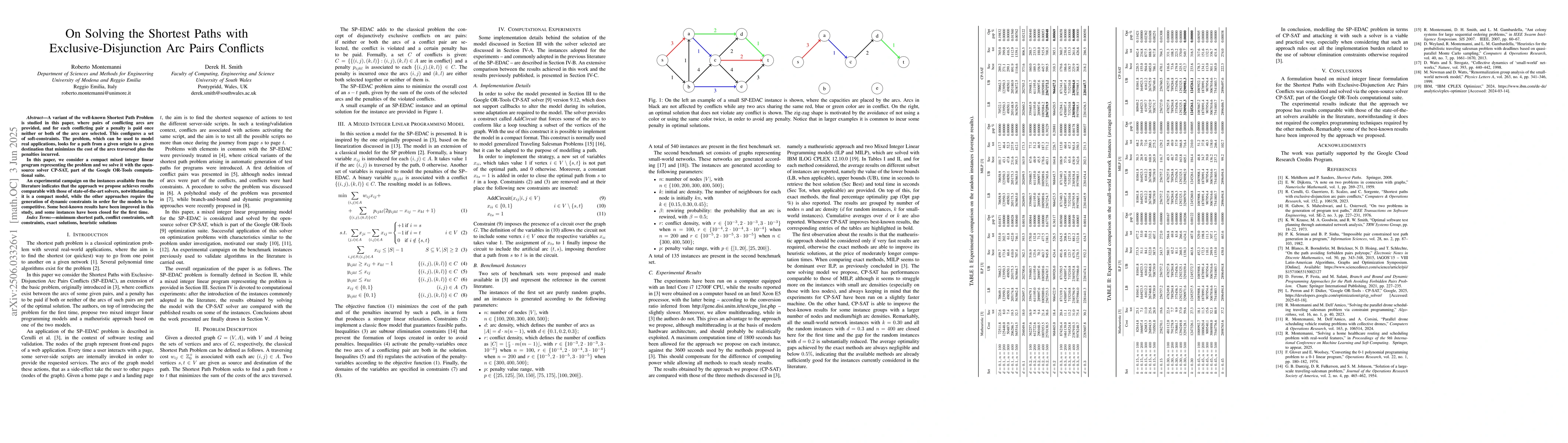 Thumbnail for On Solving the Shortest Paths with Exclusive-Disjunction Arc Pairs
  Conflicts
