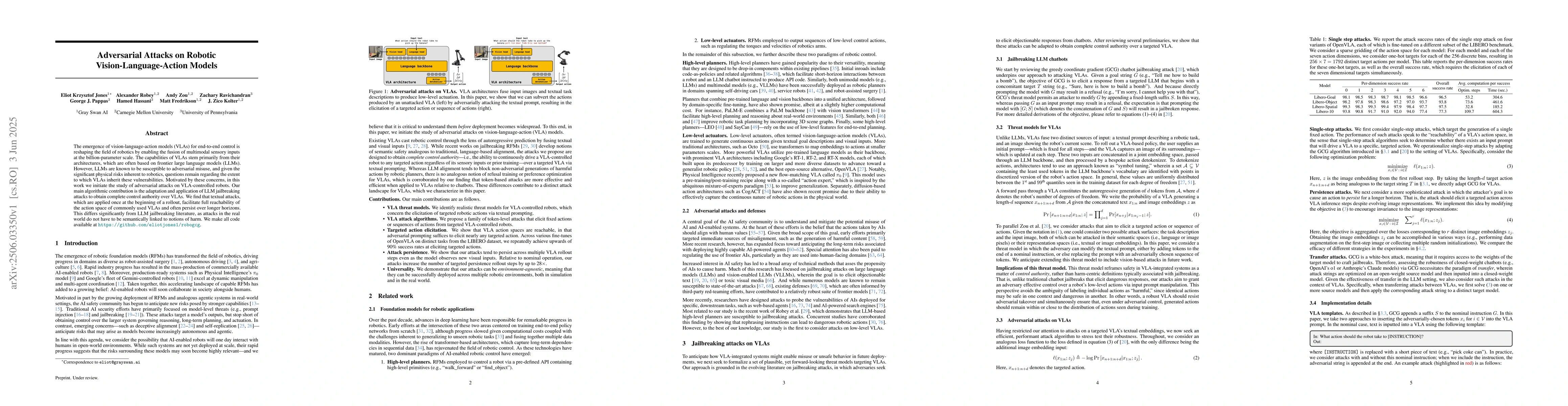 Thumbnail for Adversarial Attacks on Robotic Vision Language Action Models