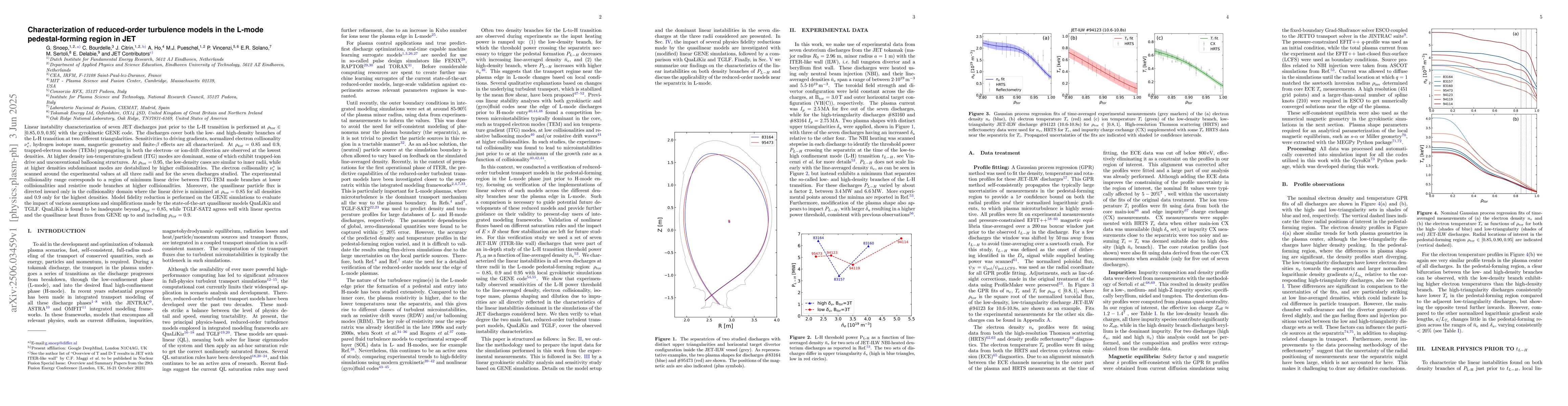 Thumbnail for Characterization of reduced-order turbulence models in the L-mode
  pedestal-forming region in JET