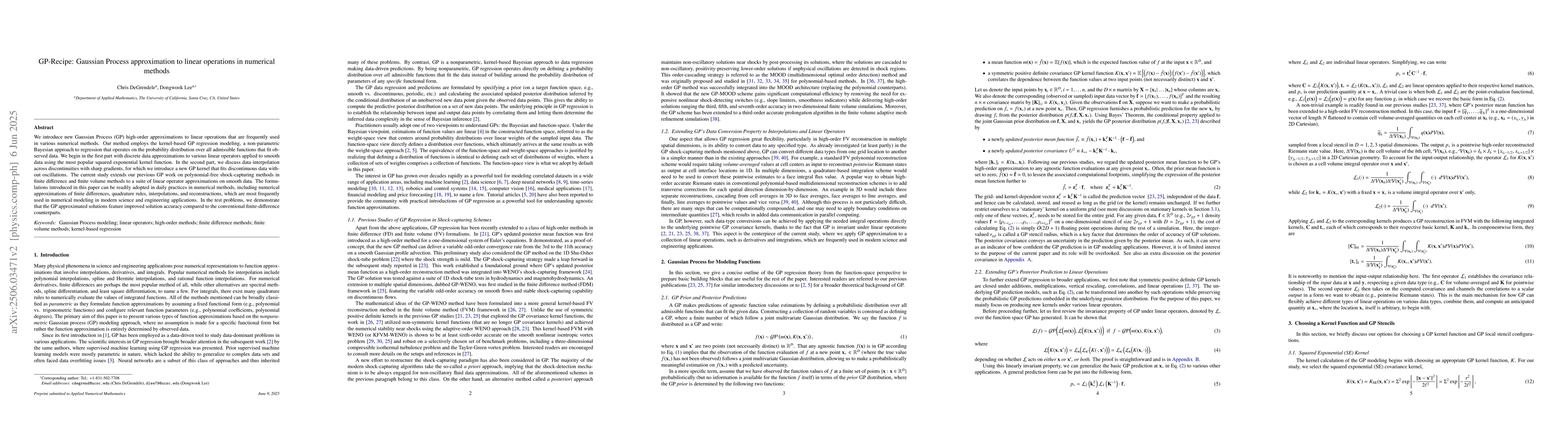 Thumbnail for GP-Recipe: Gaussian Process approximation to linear operations in
  numerical methods