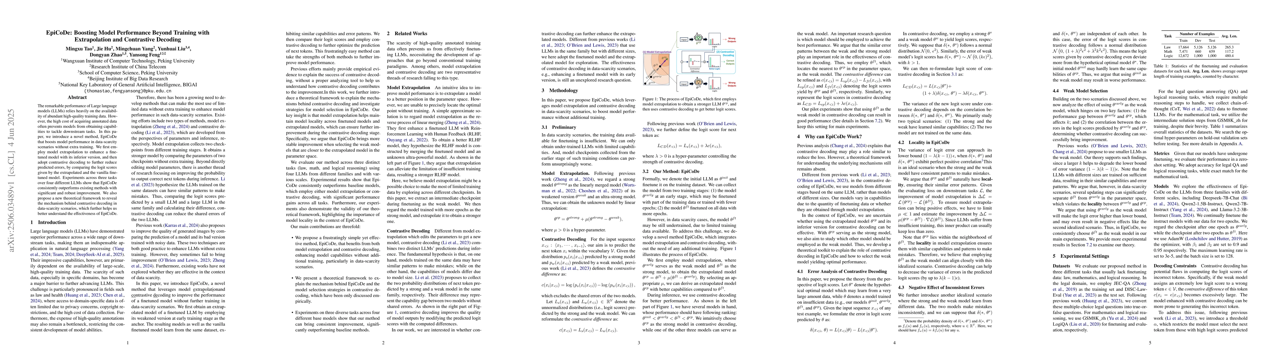 Thumbnail for EpiCoDe: Boosting Model Performance Beyond Training with Extrapolation
  and Contrastive Decoding