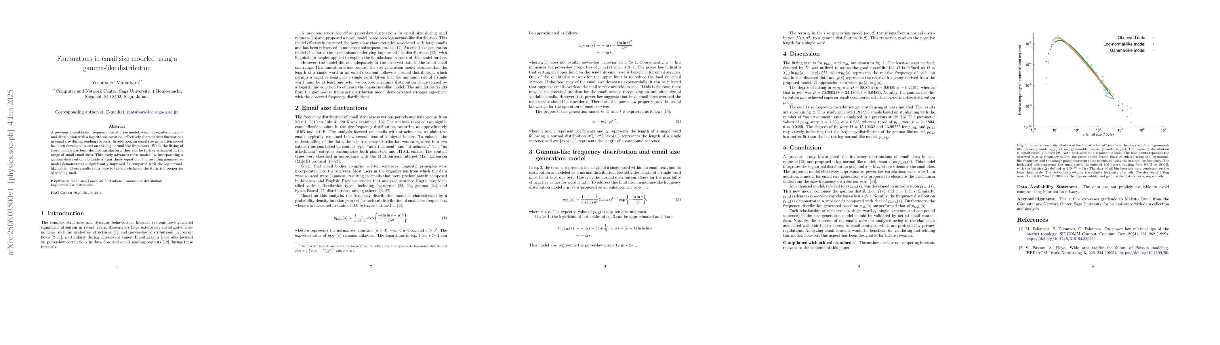 Thumbnail for Fluctuations in email size modeled using a gamma-like distribution