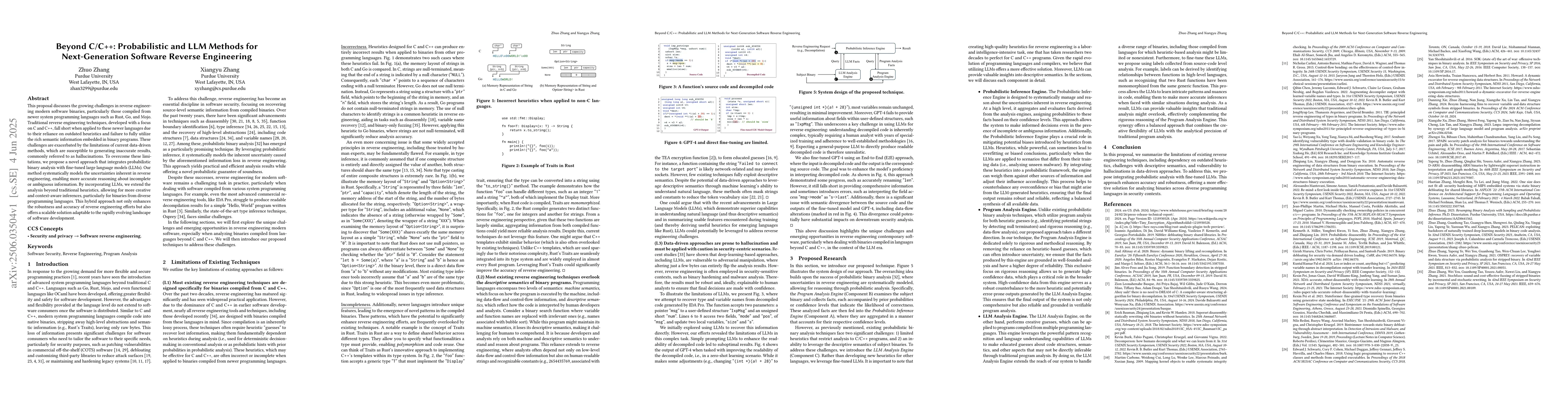 Thumbnail for Beyond C/C++: Probabilistic and LLM Methods for Next-Generation Software
  Reverse Engineering