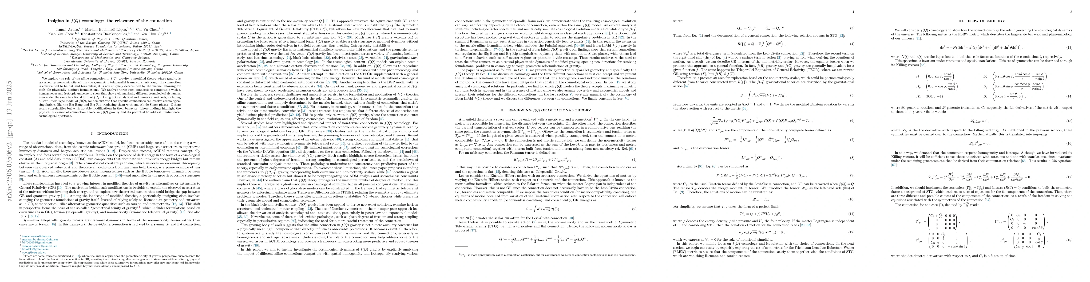 Thumbnail for Insights in $f(Q)$ cosmology: the relevance of the connection