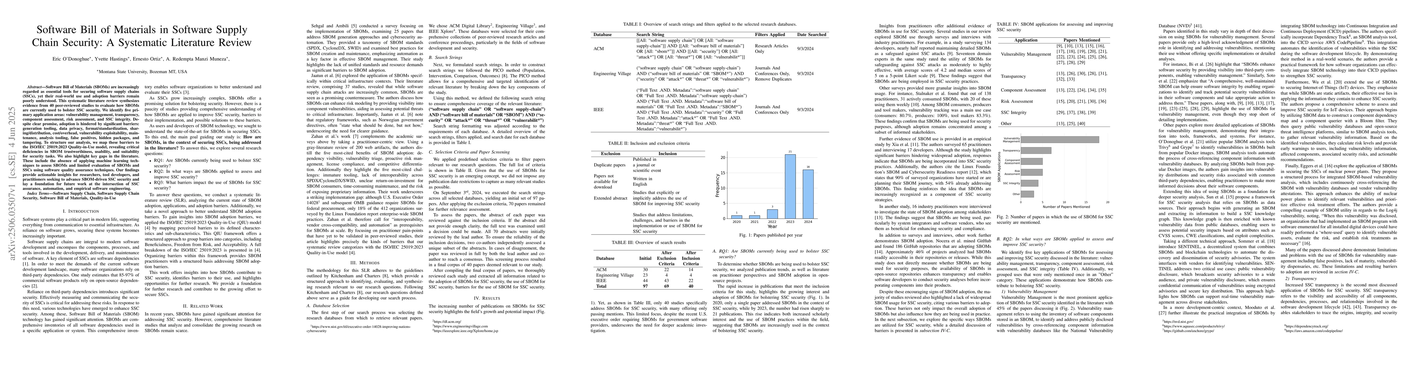 Thumbnail for Software Bill of Materials in Software Supply Chain Security A
  Systematic Literature Review
