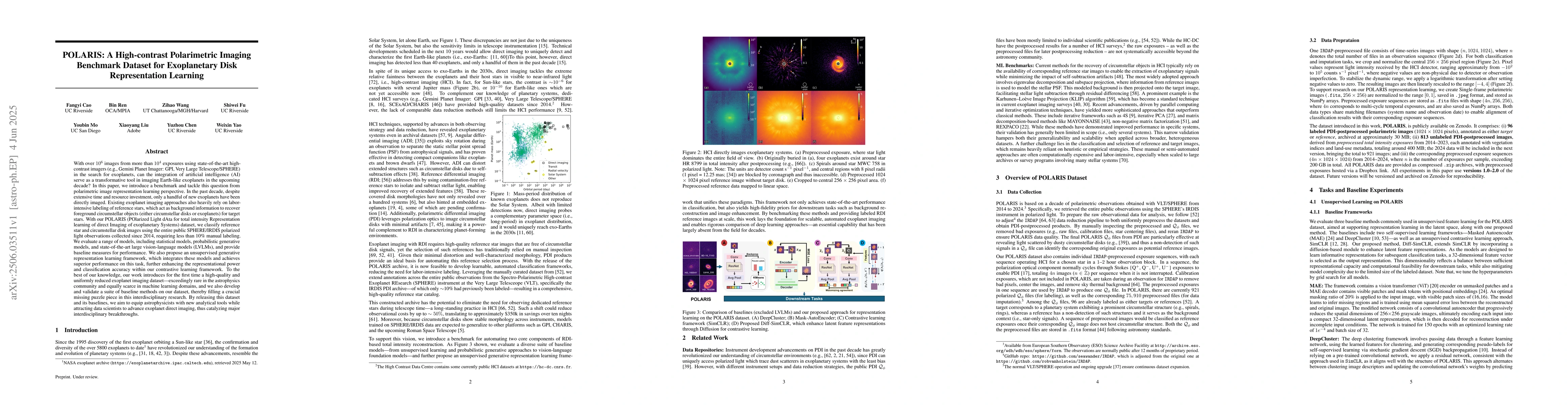 Thumbnail for POLARIS: A High-contrast Polarimetric Imaging Benchmark Dataset for
  Exoplanetary Disk Representation Learning