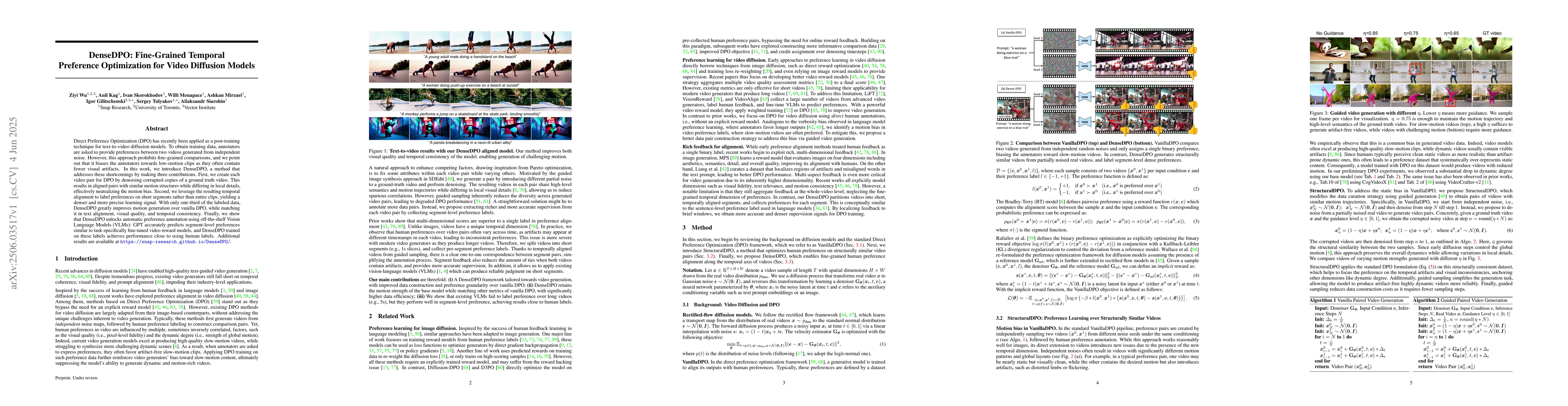 Thumbnail for DenseDPO: Fine-Grained Temporal Preference Optimization for Video
  Diffusion Models