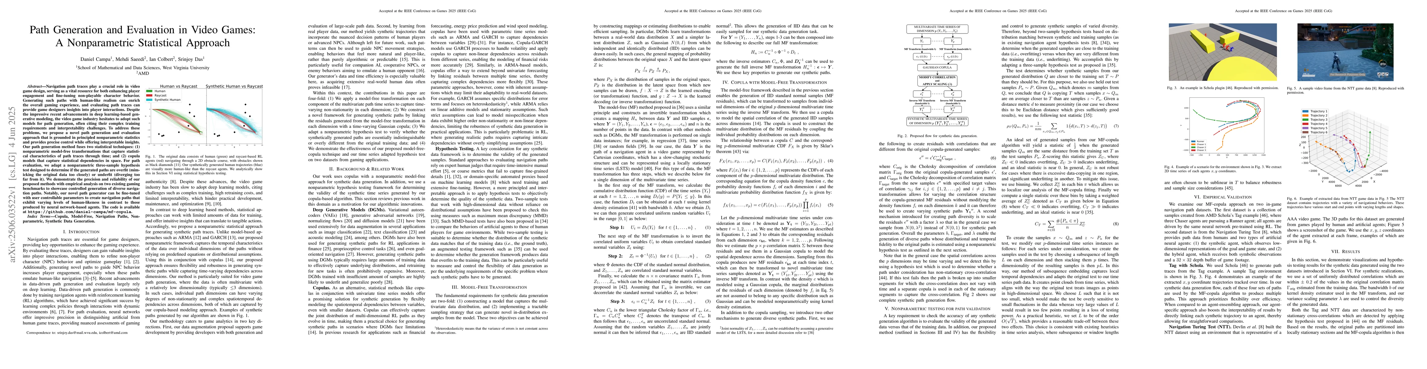 Thumbnail for Path Generation and Evaluation in Video Games: A Nonparametric
  Statistical Approach