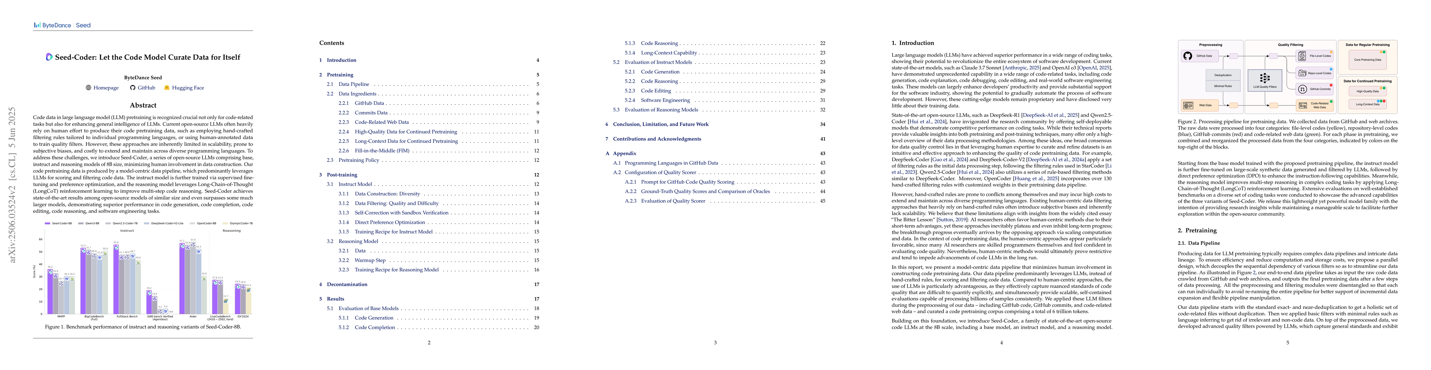 Thumbnail for Seed-Coder: Let the Code Model Curate Data for Itself