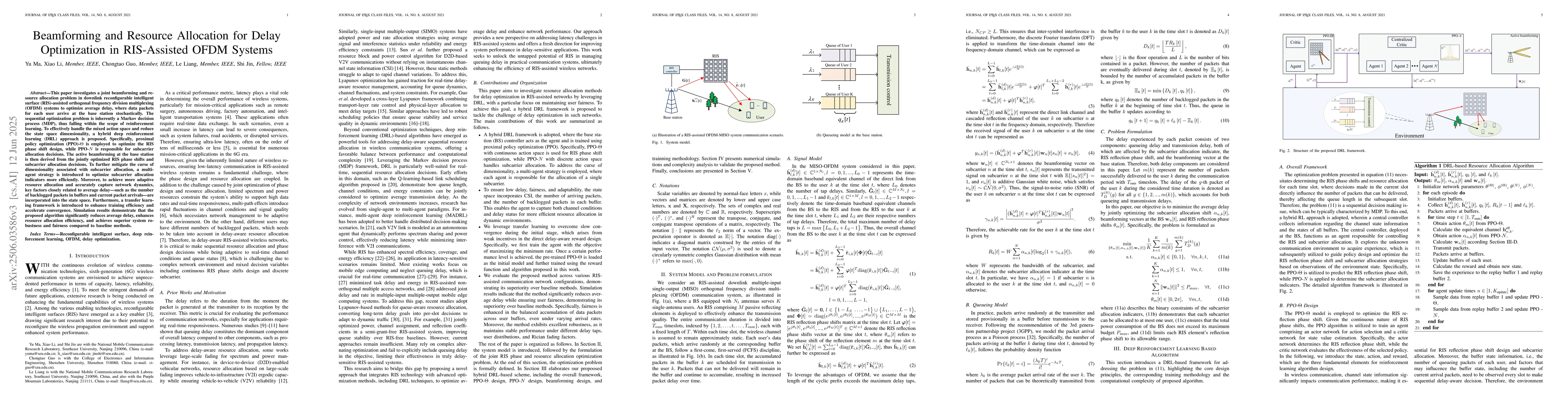 Thumbnail for Joint Beamforming and Resource Allocation for Delay Optimization in
  RIS-Assisted OFDM Systems: A DRL Approach