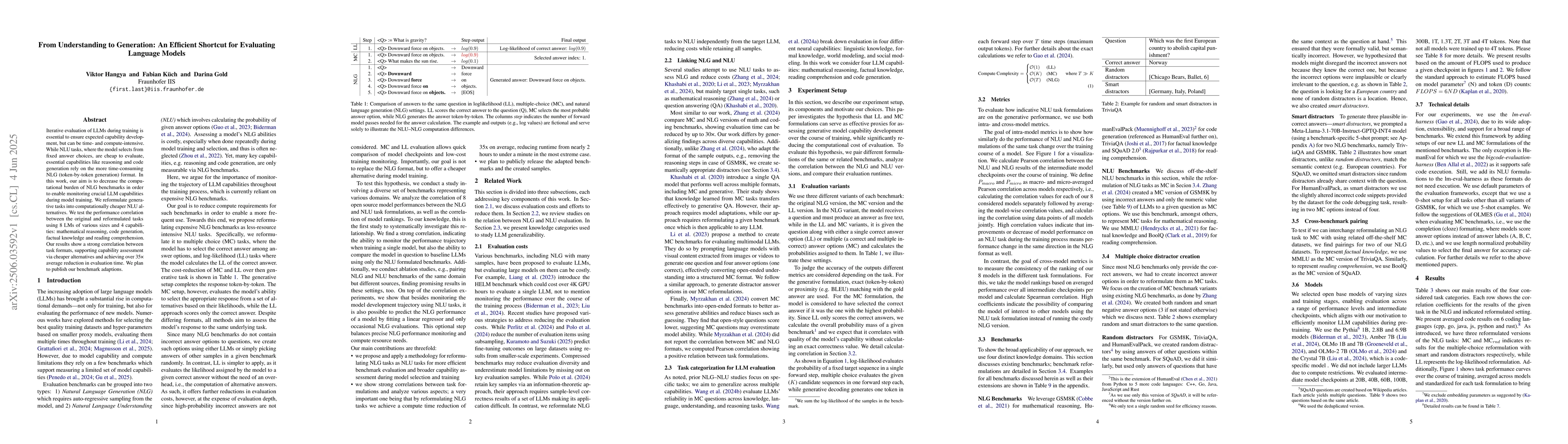 Thumbnail for From Understanding to Generation: An Efficient Shortcut for Evaluating
  Language Models