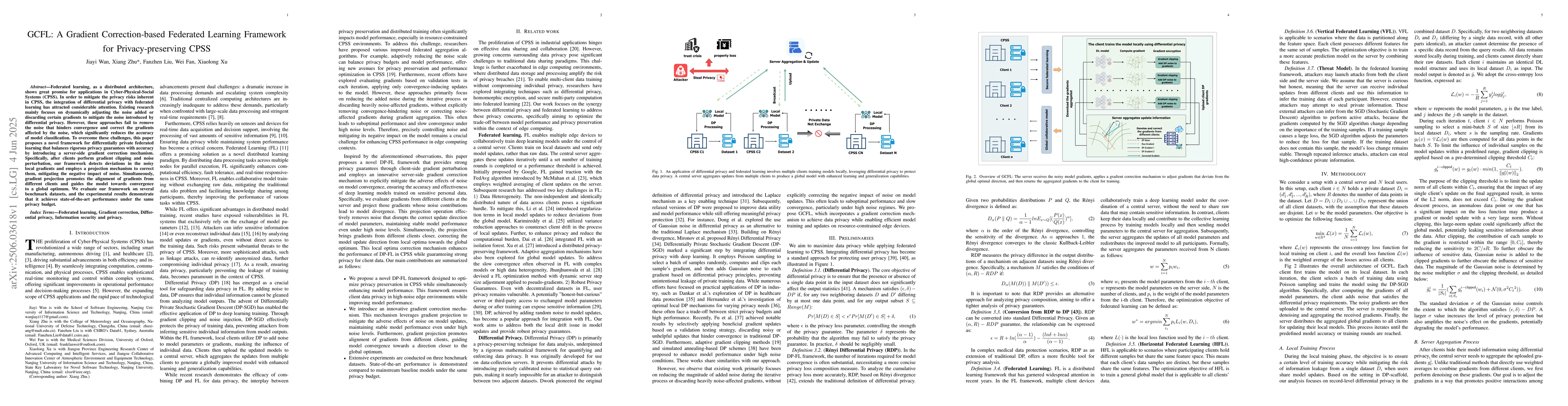 Thumbnail for GCFL: A Gradient Correction-based Federated Learning Framework for
  Privacy-preserving CPSS
