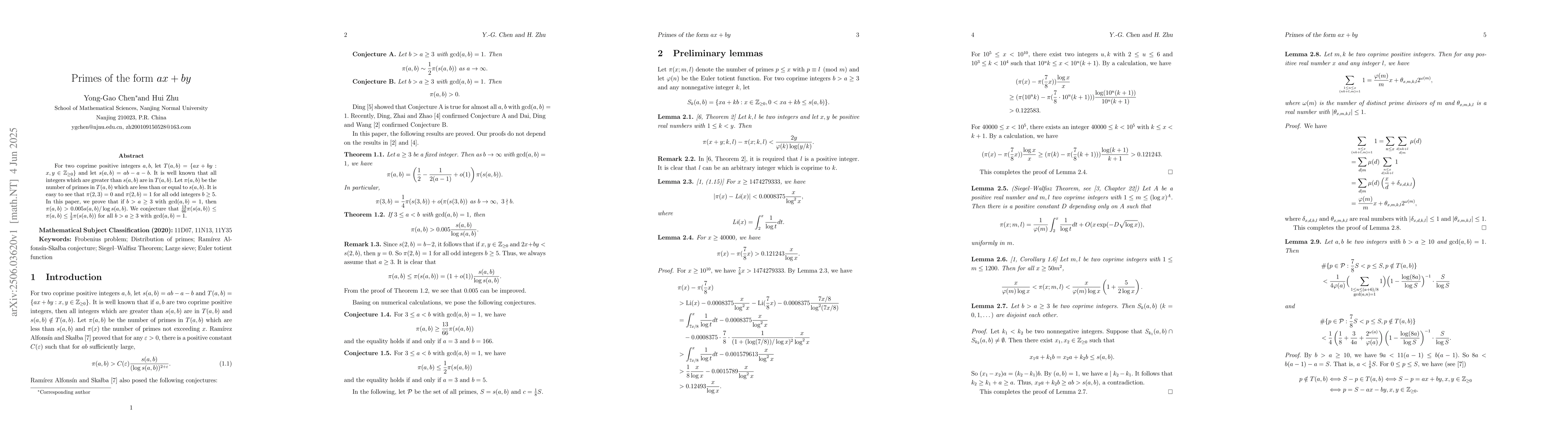 Thumbnail for Primes of the form $ax+by$