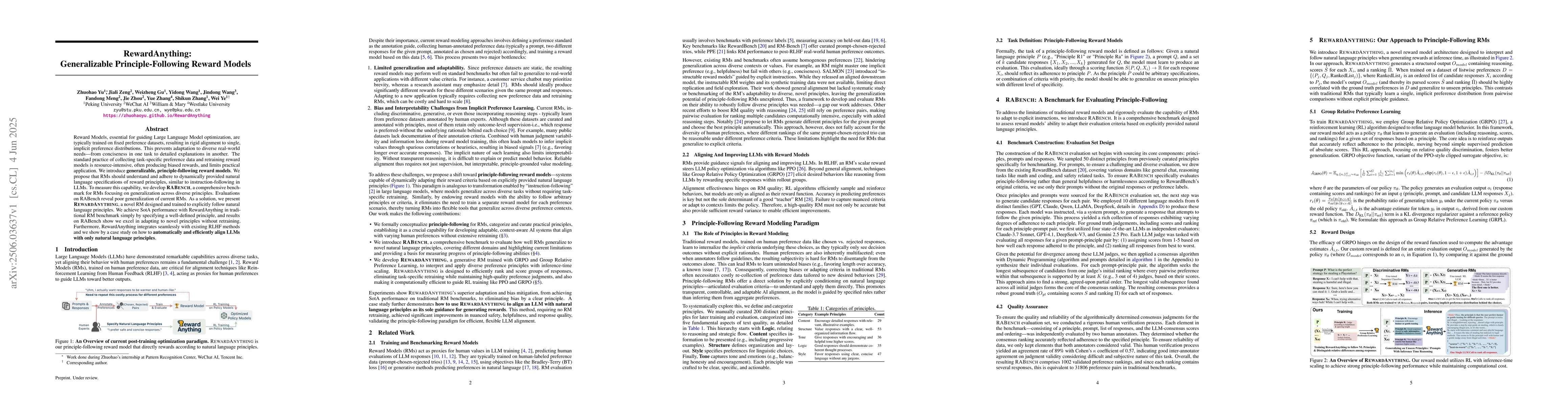 Thumbnail for RewardAnything: Generalizable Principle-Following Reward Models