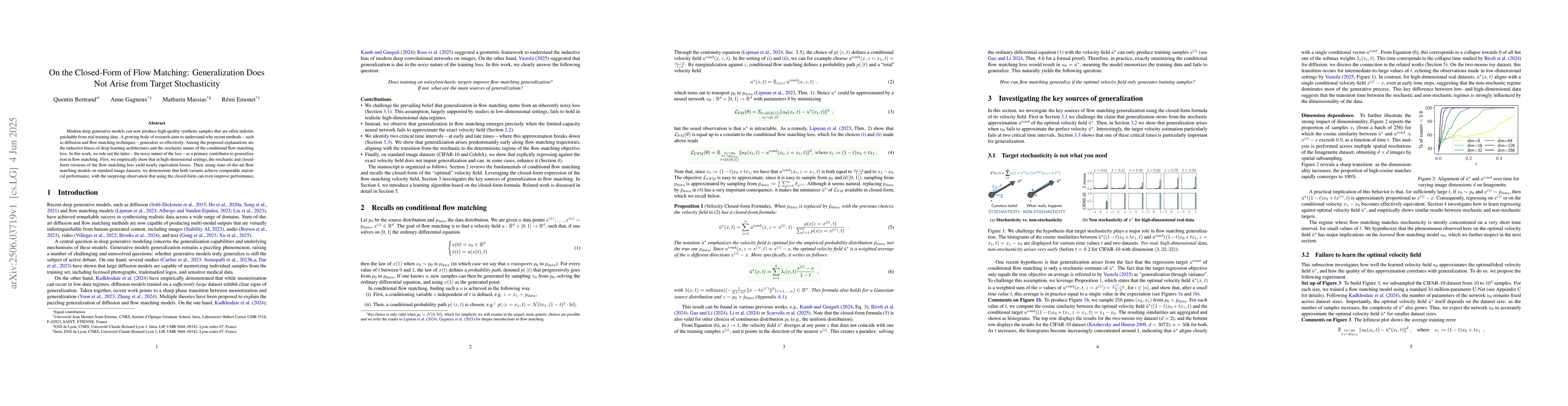Thumbnail for On the Closed-Form of Flow Matching: Generalization Does Not Arise from
  Target Stochasticity