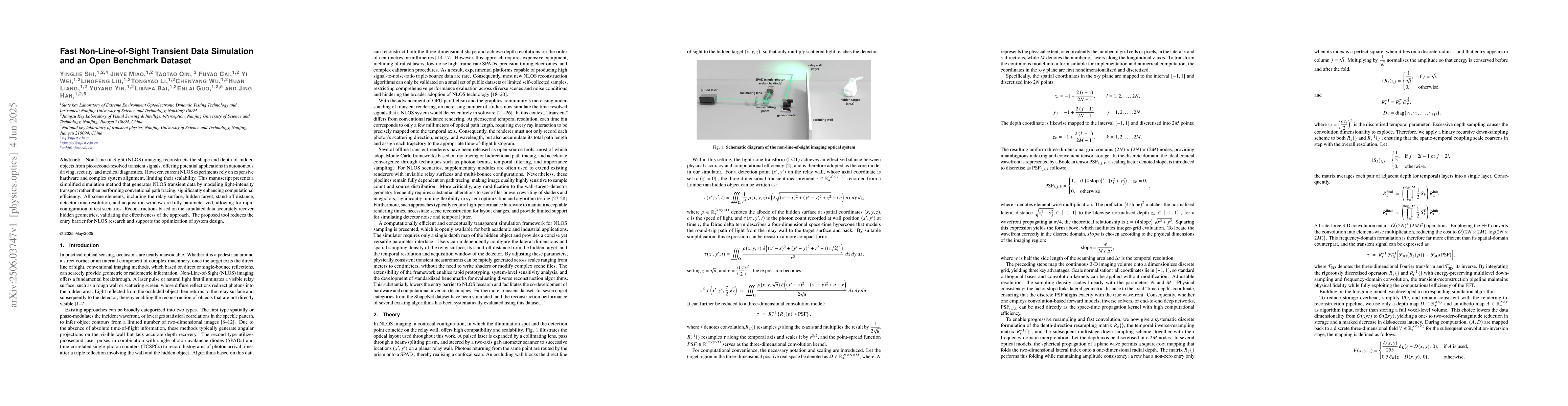 Thumbnail for Fast Non-Line-of-Sight Transient Data Simulation and an Open Benchmark
  Dataset