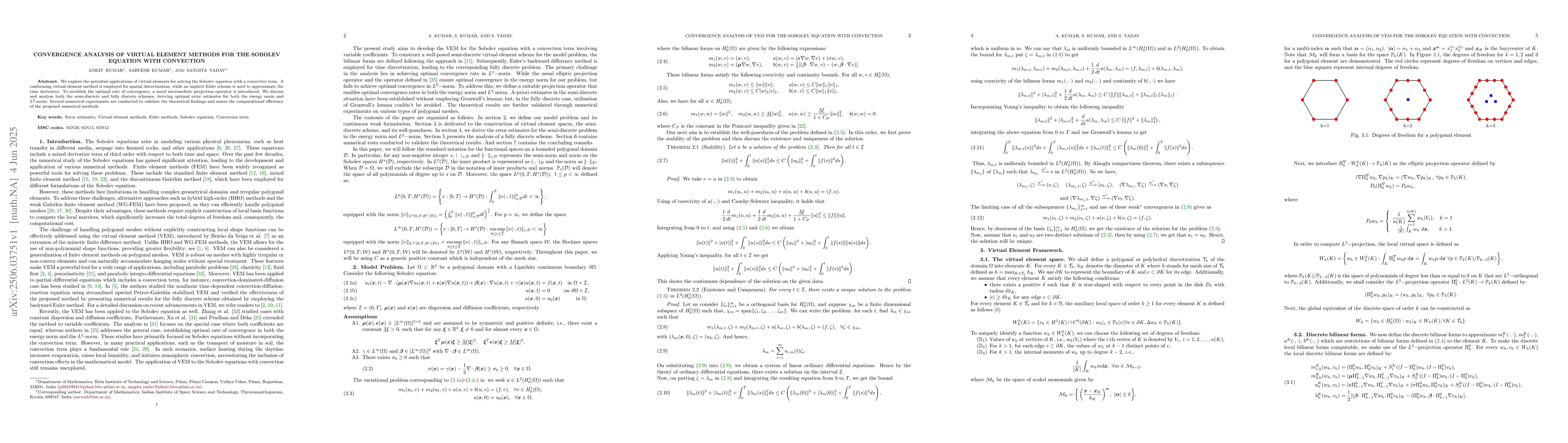 Thumbnail for Convergence Analysis of Virtual Element Methods for the Sobolev Equation
  with Convection