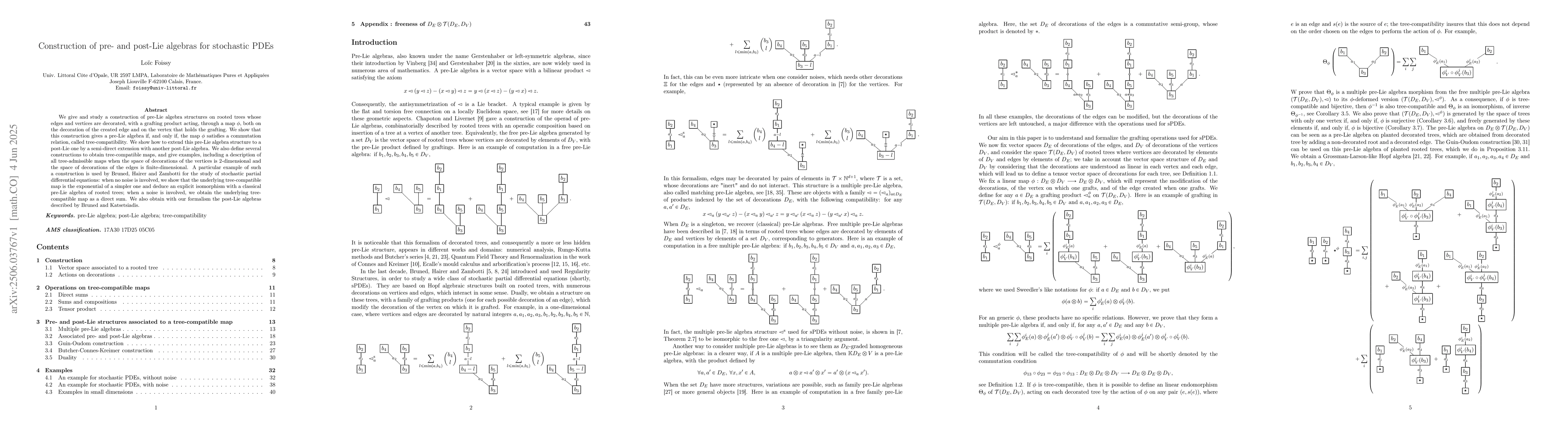 Thumbnail for Construction of pre-and post-Lie algebras for stochastic PDEs