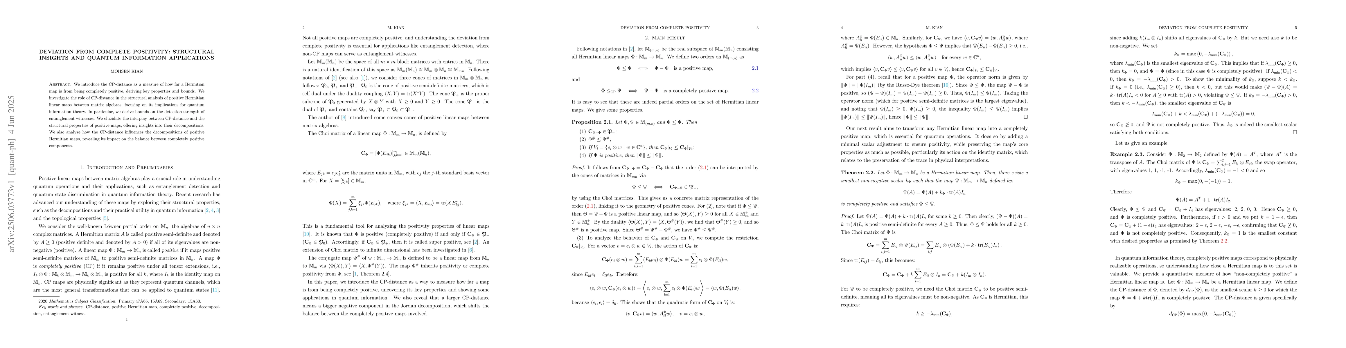 Thumbnail for Deviation from Complete Positivity: Structural Insights and Quantum
  Information Applications
