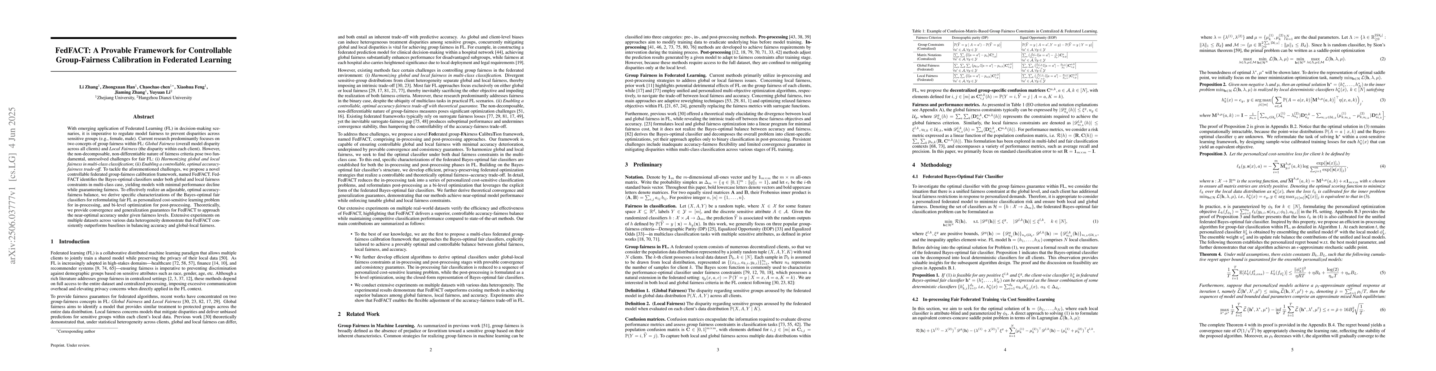 Thumbnail for FedFACT: A Provable Framework for Controllable Group-Fairness
  Calibration in Federated Learning