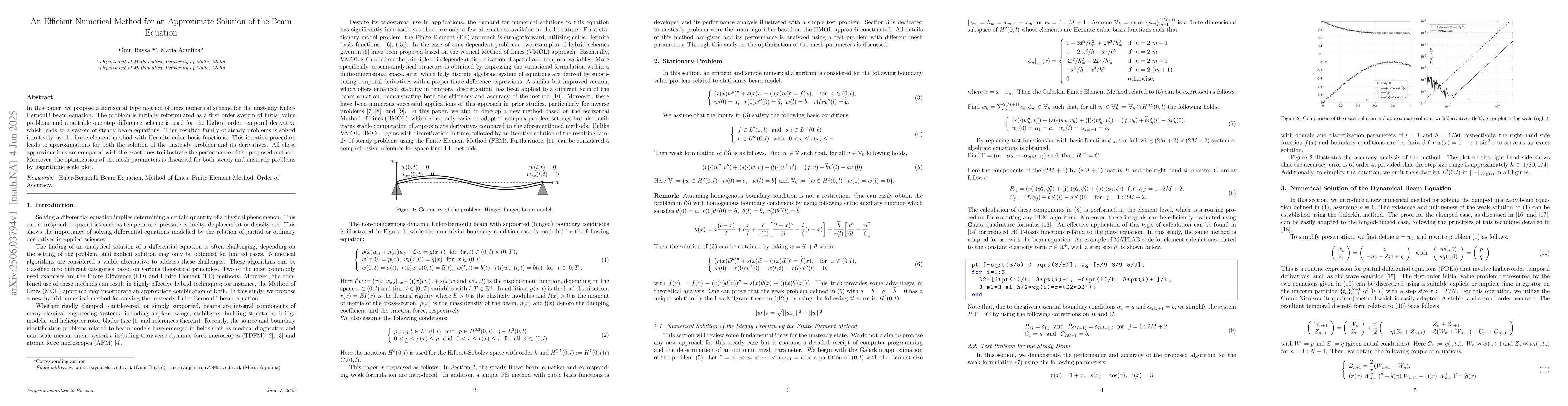 Thumbnail for An Efficient Numerical Method for an Approximate Solution of the Beam
  Equation