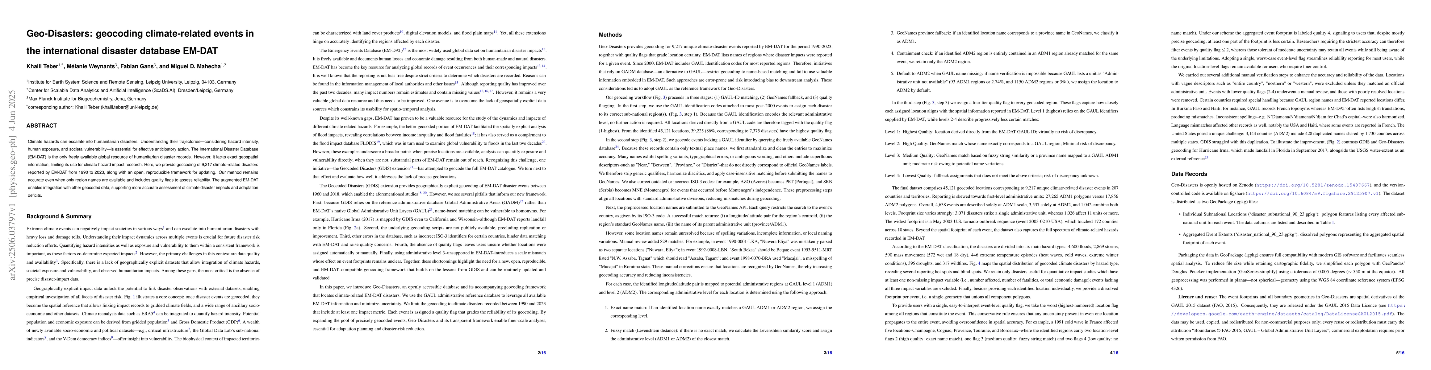 Thumbnail for Geo-Disasters: geocoding climate-related events in the international
  disaster database EM-DAT