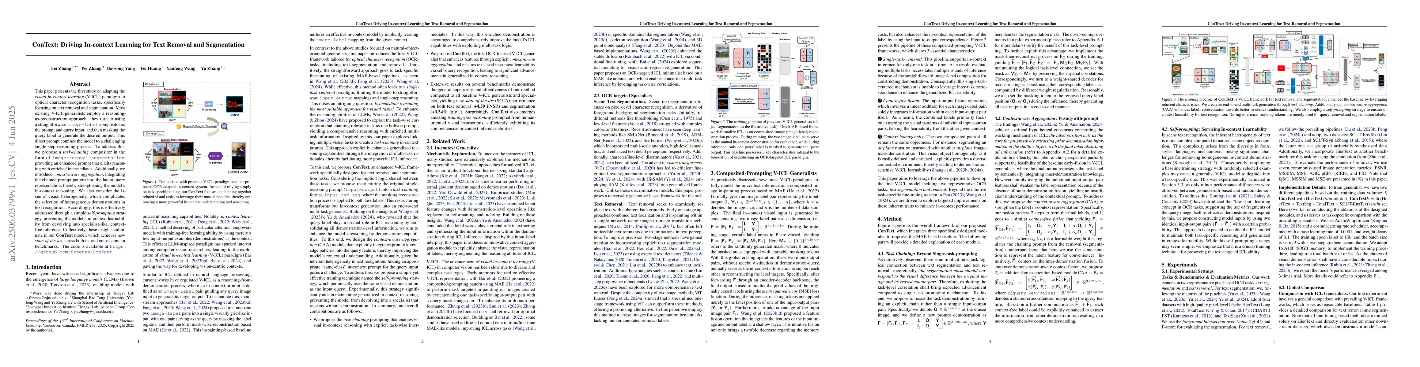 Thumbnail for ConText: Driving In-context Learning for Text Removal and Segmentation