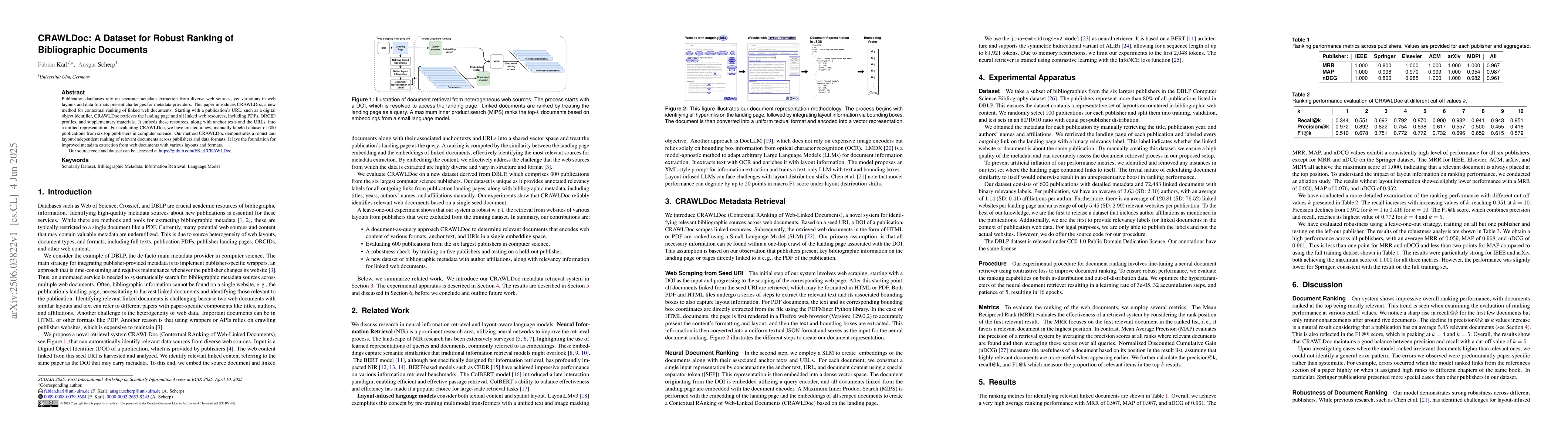 Thumbnail for CRAWLDoc: A Dataset for Robust Ranking of Bibliographic Documents