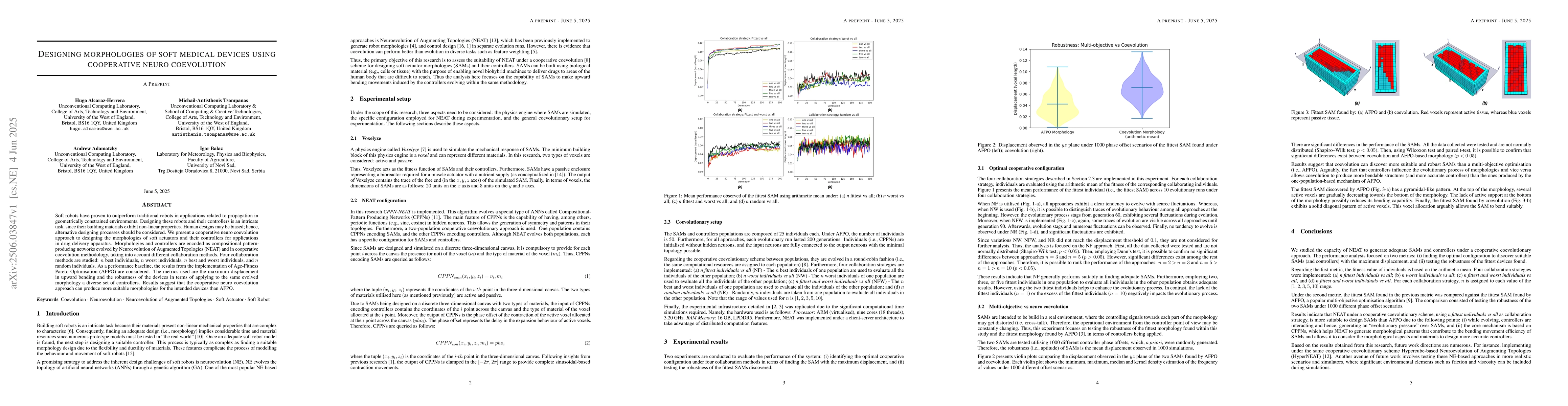 Thumbnail for Designing morphologies of soft medical devices using cooperative neuro
  coevolution