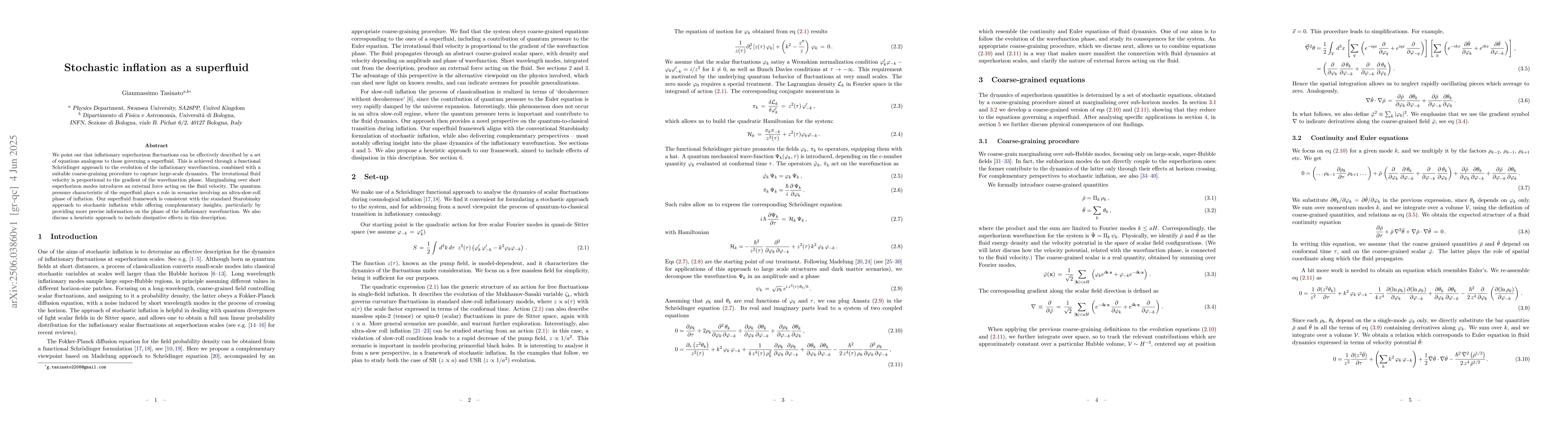 Thumbnail for Stochastic inflation as a superfluid