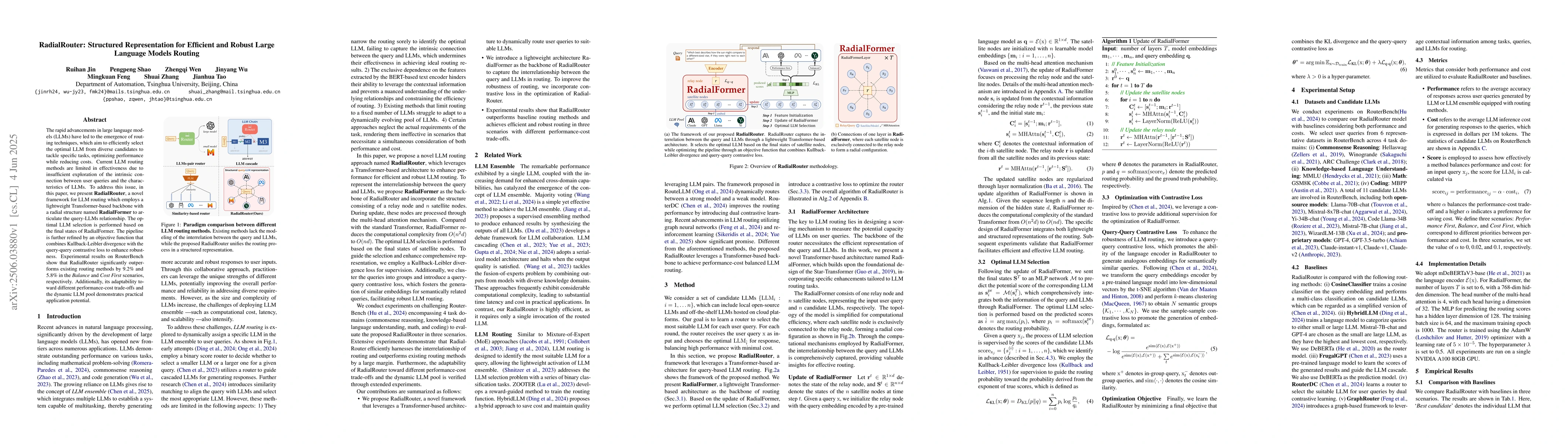 Thumbnail for RadialRouter: Structured Representation for Efficient and Robust Large
  Language Models Routing