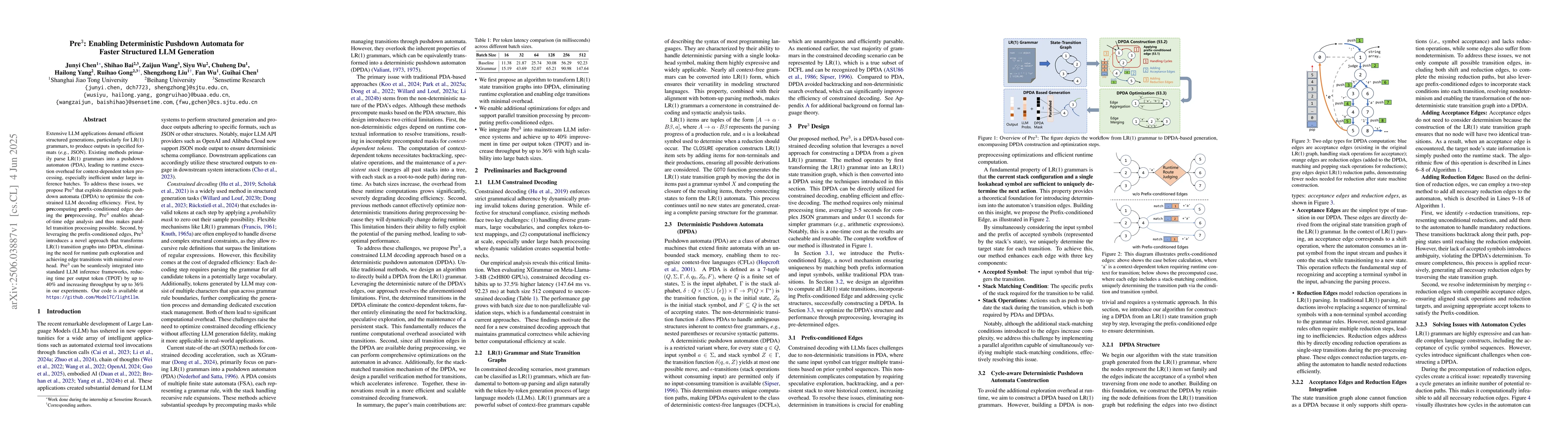 Thumbnail for Pre$^3$: Enabling Deterministic Pushdown Automata for Faster Structured
  LLM Generation