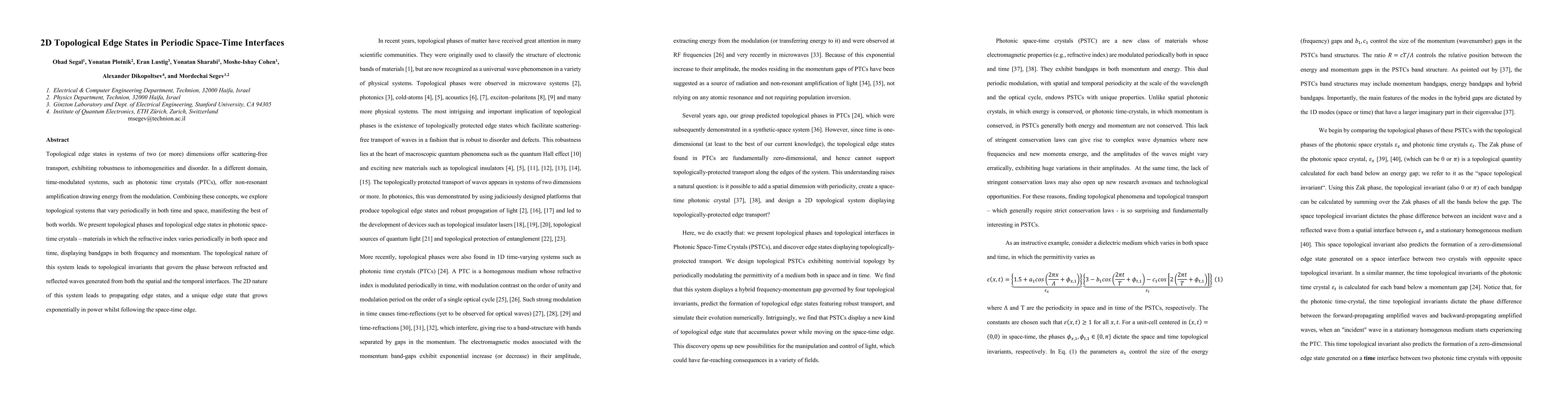 Thumbnail for 2D Topological Edge States in Periodic Space-Time Interfaces
