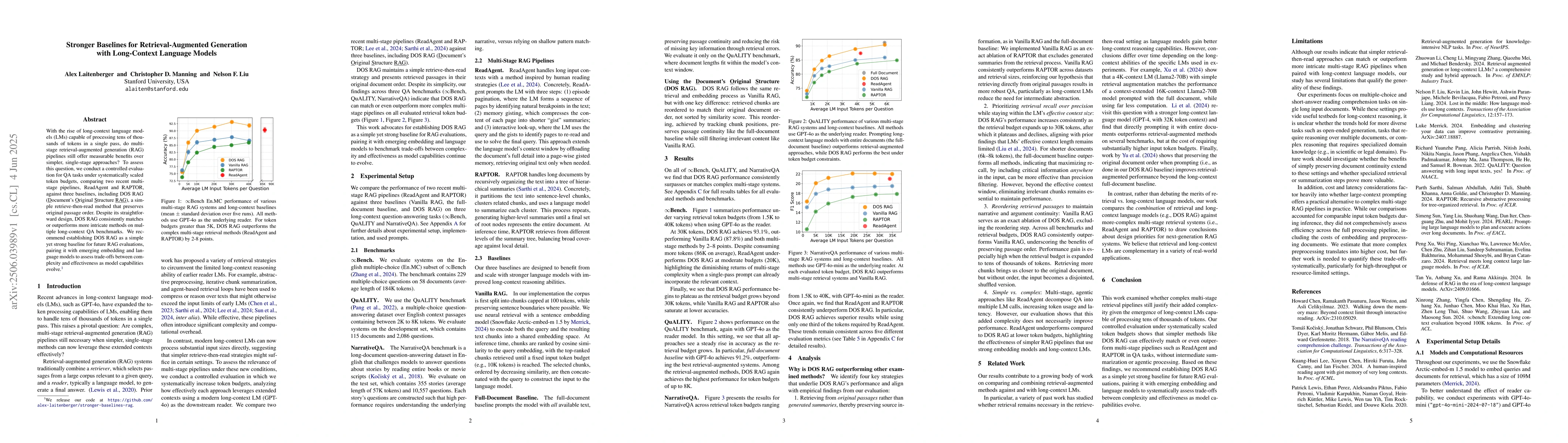 Thumbnail for Stronger Baselines for Retrieval-Augmented Generation with Long-Context
  Language Models