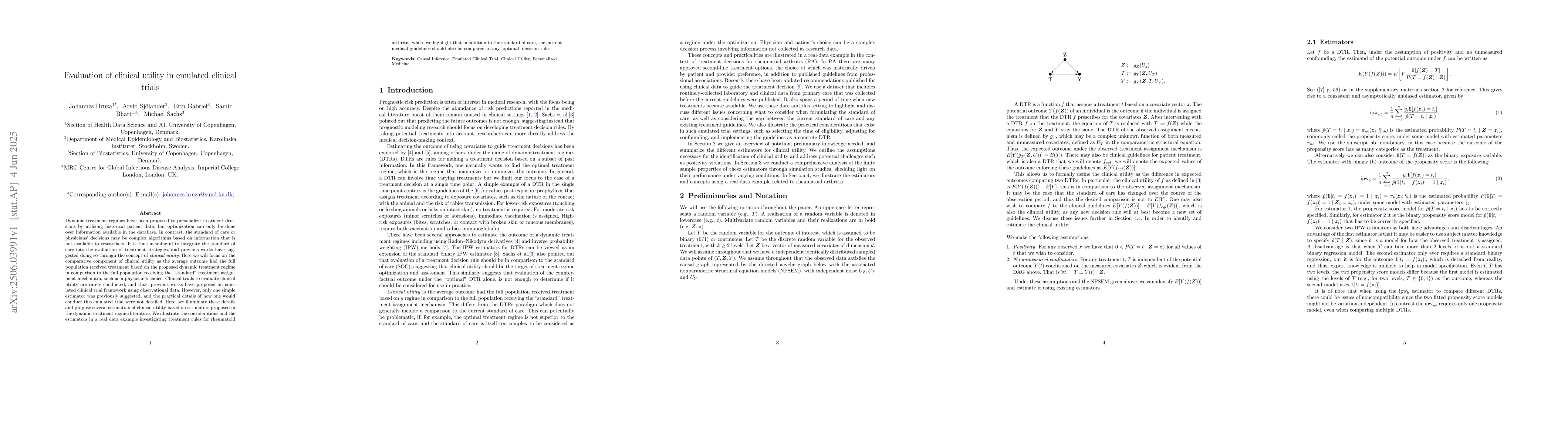 Thumbnail for Evaluation of clinical utility in emulated clinical trials