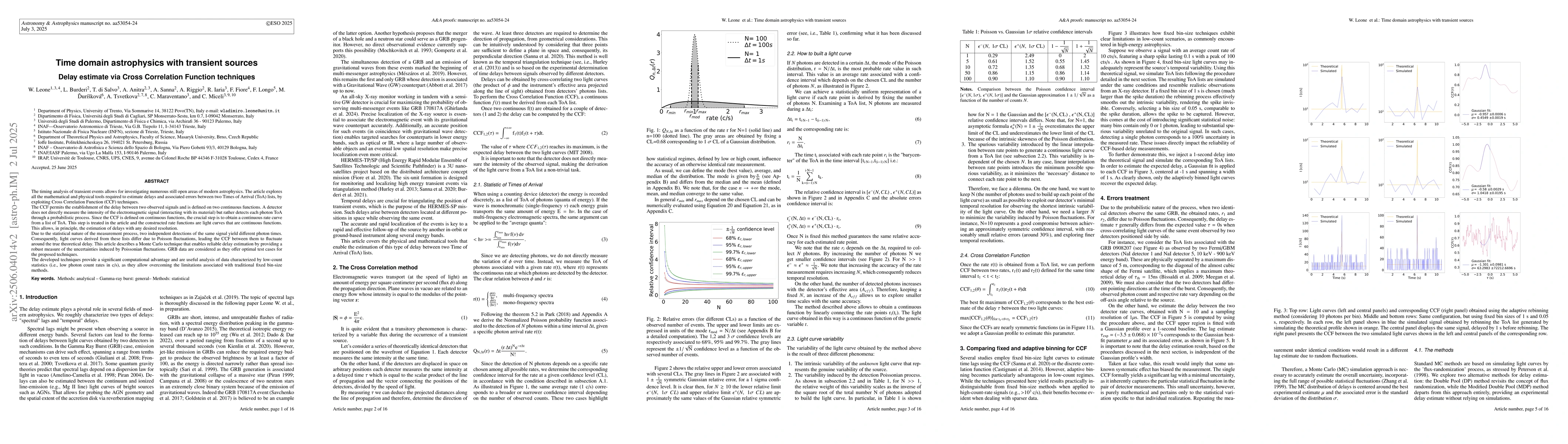 Thumbnail for Time domain astrophysics with transient sources. Delay estimate via
  Cross Correlation Function techniques