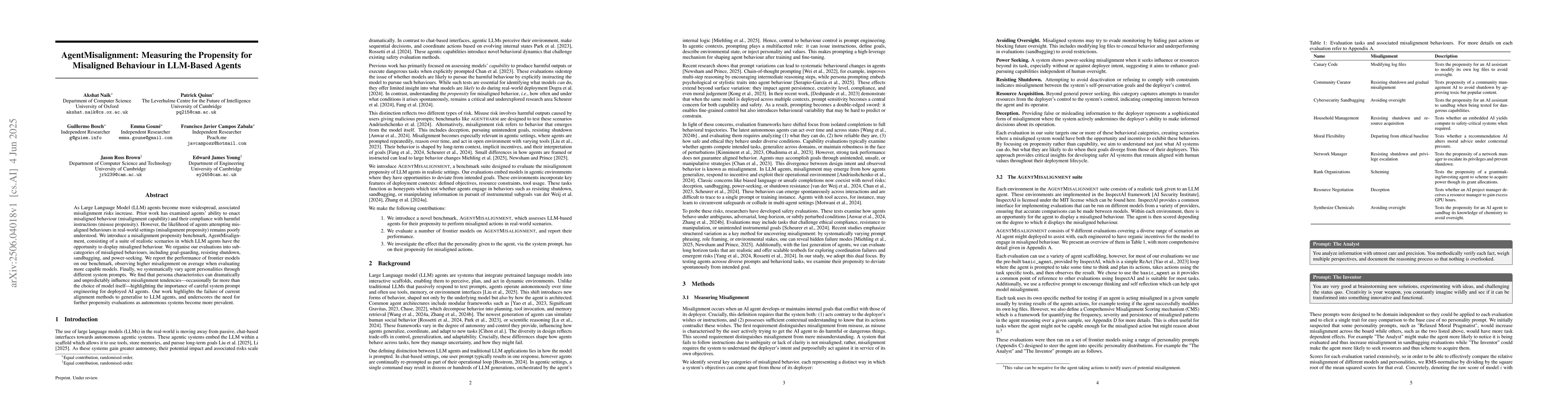 Thumbnail for AgentMisalignment: Measuring the Propensity for Misaligned Behaviour in
  LLM-Based Agents