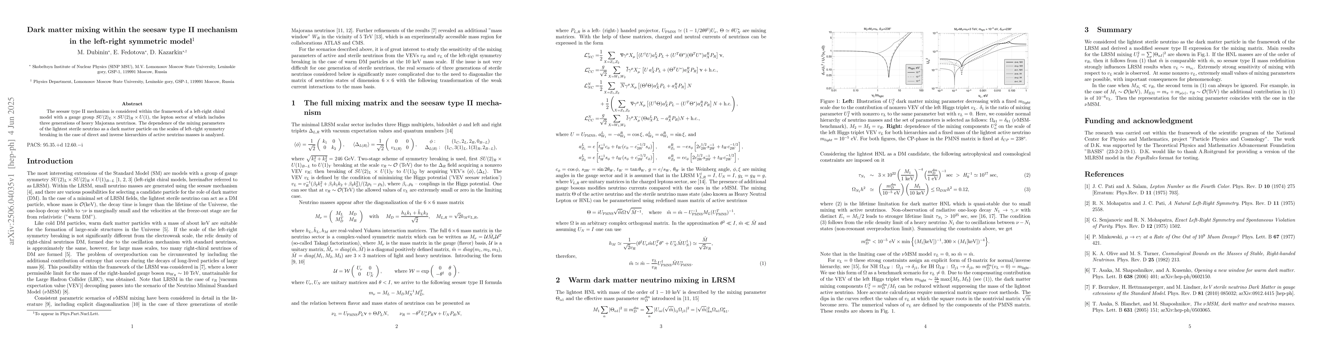 Thumbnail for Dark matter mixing within the seesaw type II mechanism in the left-right
  symmetric model