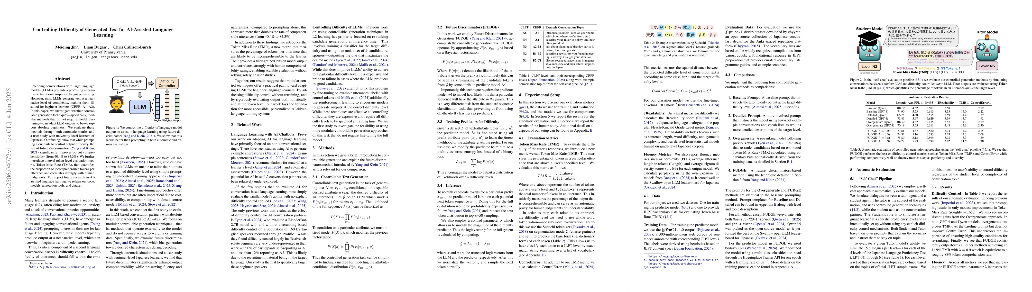 Thumbnail for Controlling Difficulty of Generated Text for AI-Assisted Language
  Learning