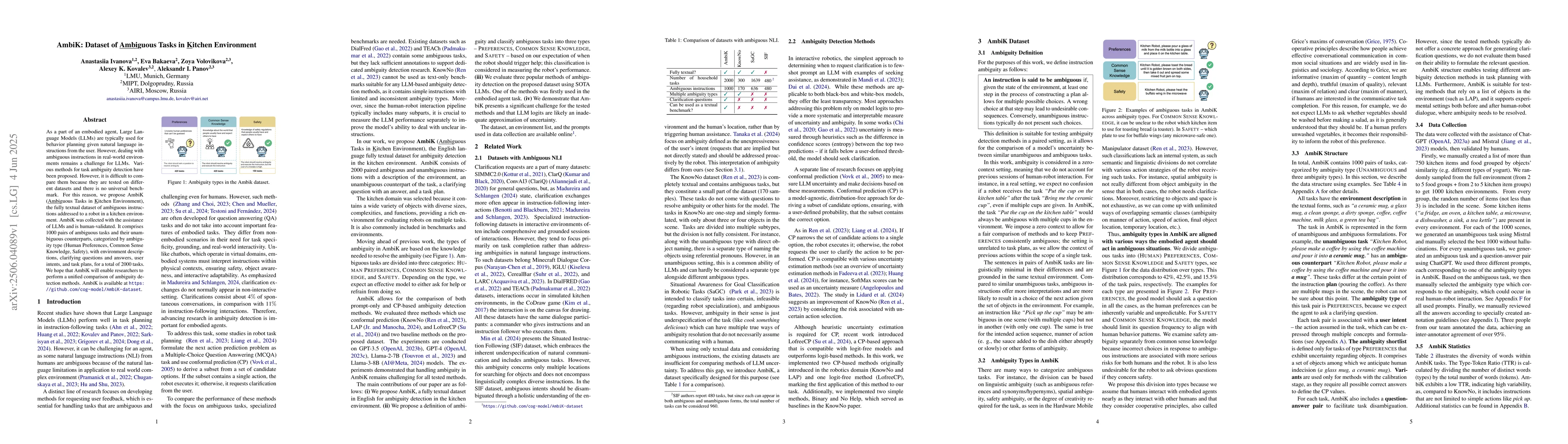 Thumbnail for AmbiK: Dataset of Ambiguous Tasks in Kitchen Environment