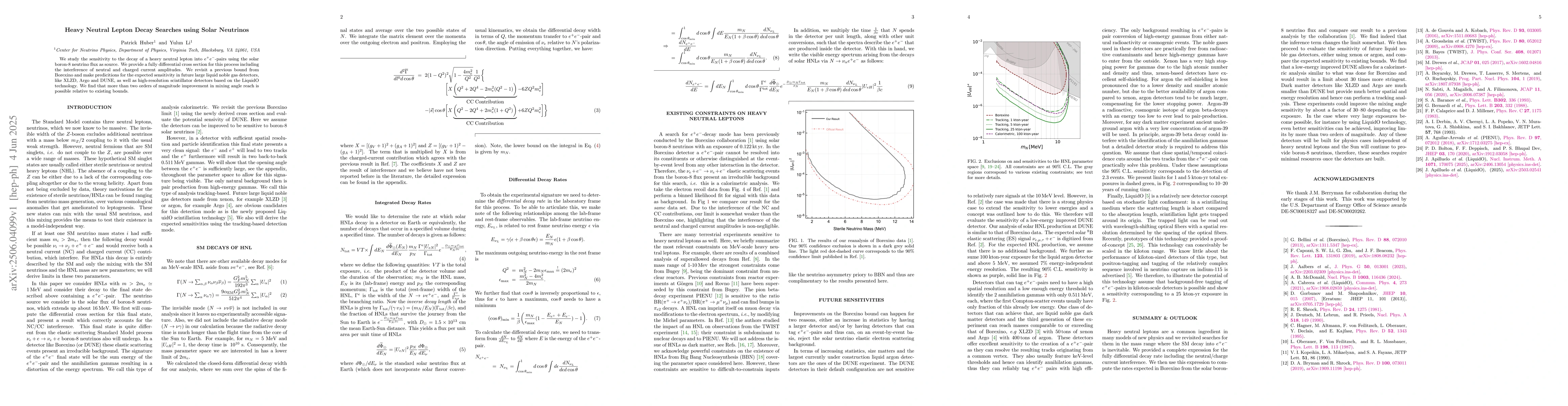 Thumbnail for Heavy Neutral Lepton Decay Searches using Solar Neutrinos