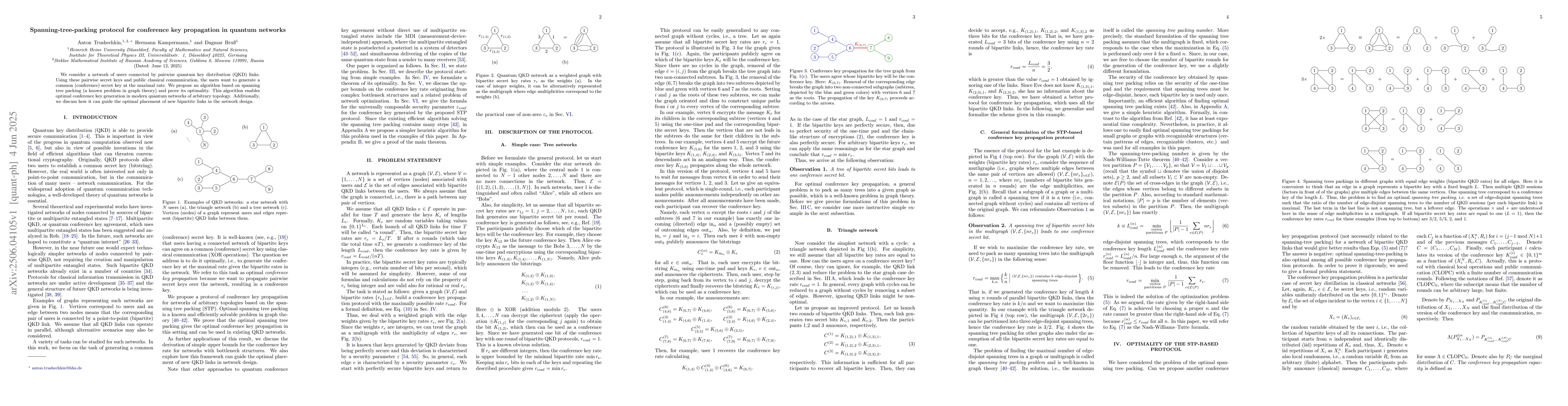 Thumbnail for Spanning-tree-packing protocol for conference key propagation in quantum
  networks