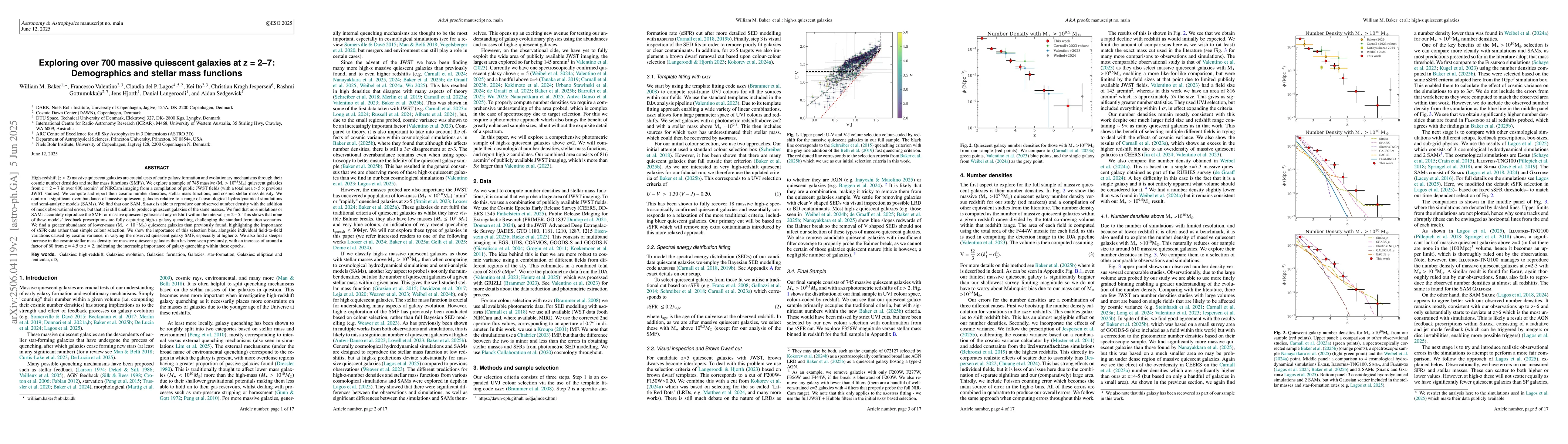 Thumbnail for Exploring over 700 massive quiescent galaxies at z = 2-7: Demographics
  and stellar mass functions