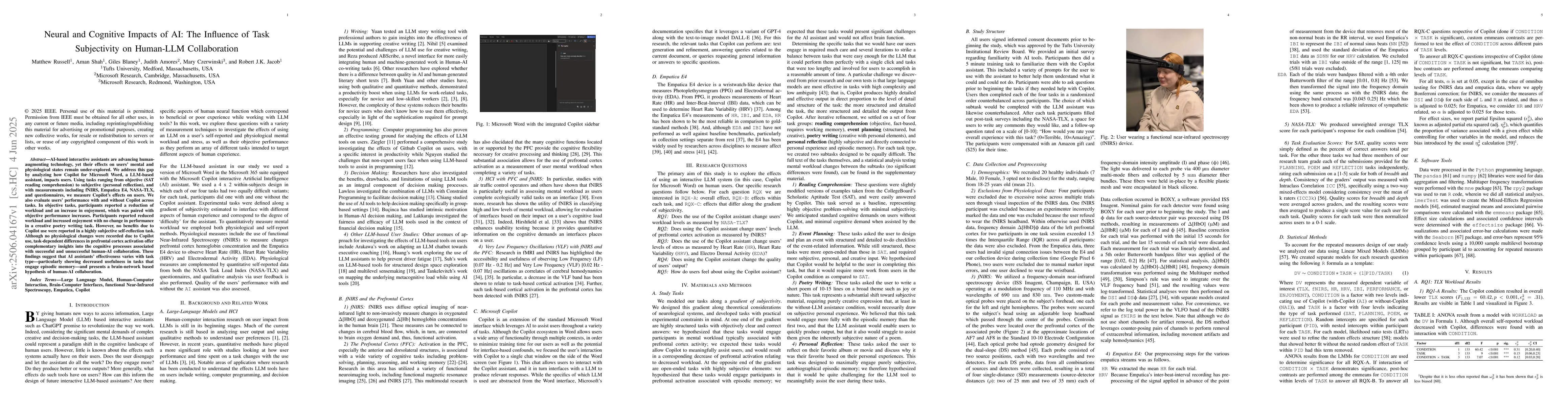 Thumbnail for Neural and Cognitive Impacts of AI: The Influence of Task Subjectivity
  on Human-LLM Collaboration